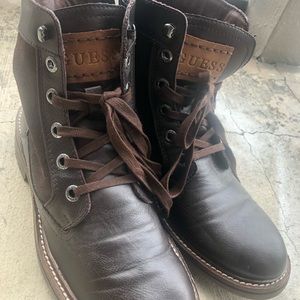 Brown leather and suede guess boots